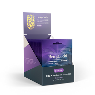 Display Box | Focus Mushroom + CBG Gummies 10 count - Grape (Box of 10)