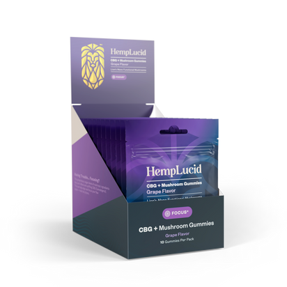 Display Box | Focus Mushroom + CBG Gummies 10 count - Grape (Box of 10)