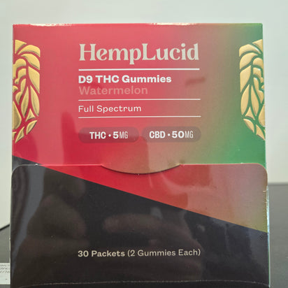 Display Box | Delta 9 THC 5mg + CBD 50mg Gummies 2 count - Watermelon (Box of 30)