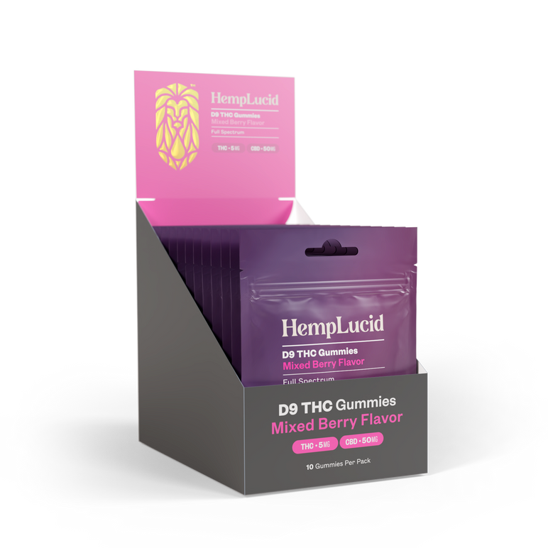 Display Box | Delta 9 THC 5mg + CBD 50mg Gummies 10 count - Mixed Berry (Box of 10)