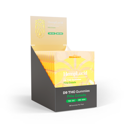 Display Box | Delta 9 THC 5mg + CBD 50mg Gummies 10 count - Piña Colada (Box of 10)
