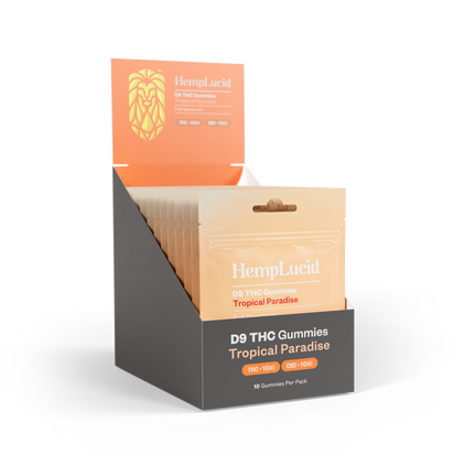 Display Box | Delta 9 THC 10mg + CBD 10mg Gummies 10 count - Tropical (Box of 10)