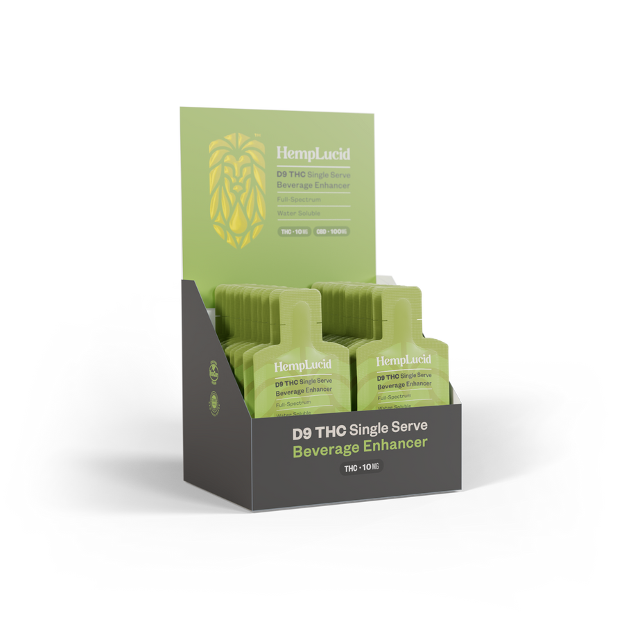 Display Box | Delta 9 THC 10mg Beverage Enhancer Full Spectrum Water Soluble Sachet - Natural
