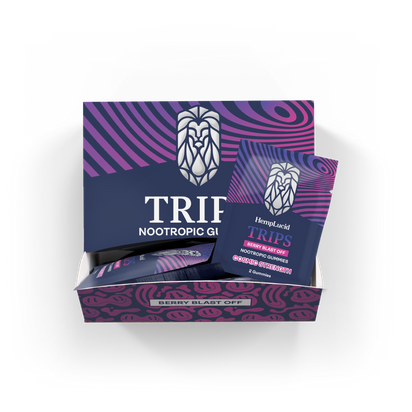 Display Box | Trips Gummies - Blue Lotus and Nootropic Microdose - Berry Blast Off 2-count (Box of 30)