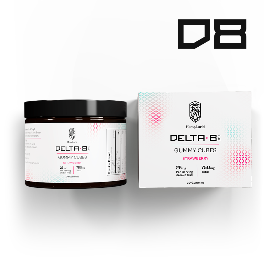 Delta 8 THC Gummy Cubes - Strawberry