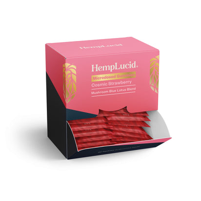 Display Box | Cosmic Strawberry Microdosed TRIPS Gummies - Blue Lotus + Nootropic Mushroom Blend