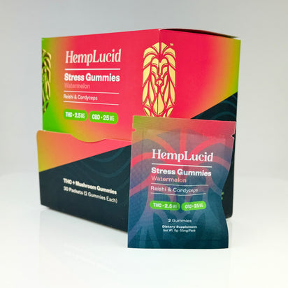 Display Box | Stress Mushroom + THC Gummies 2 count - Watermelon (Box of 30)
