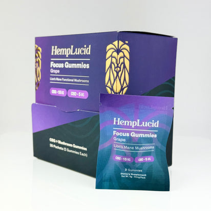 Display Box | Focus Mushroom + CBG Gummies 2 count - Grape (Box of 30)