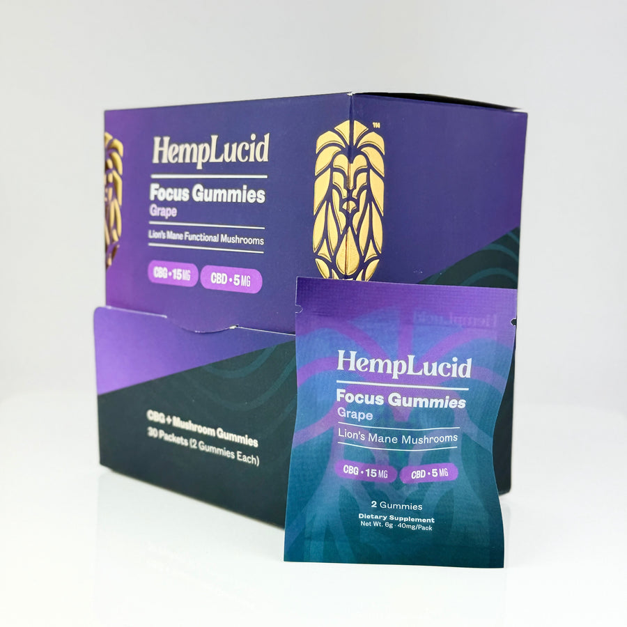 Display Box | Focus Mushroom + CBG Gummies 2 count - Grape (Box of 30)