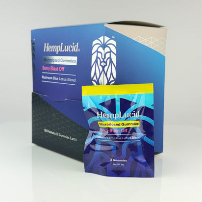 Display Box | Berry Blast Off Microdosed TRIPS Gummies - Blue Lotus + Nootropic Mushroom Blend