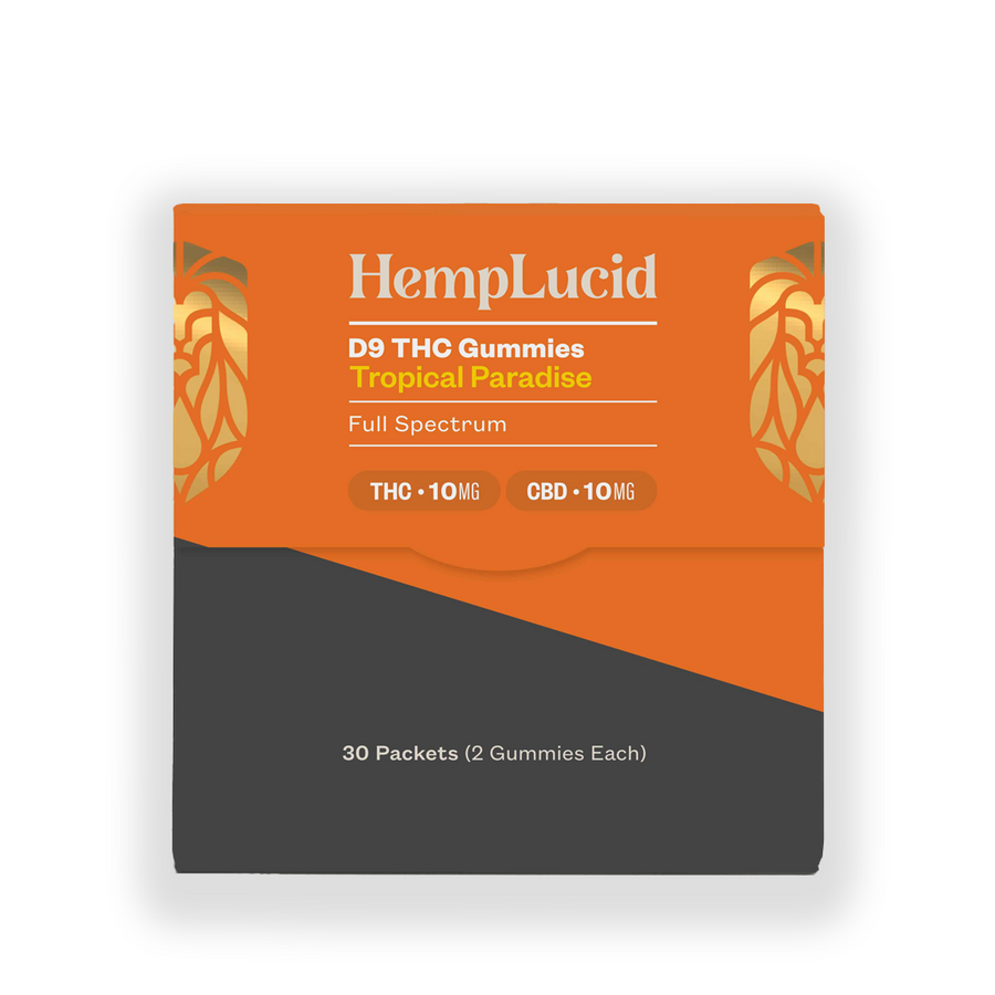 Display Box | Delta 9 THC 10mg + CBD 10mg Gummies 2 count - Tropical (Box of 30)