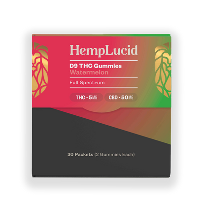 Display Box | Delta 9 THC 5mg + CBD 50mg Gummies 2 count - Watermelon (Box of 30)