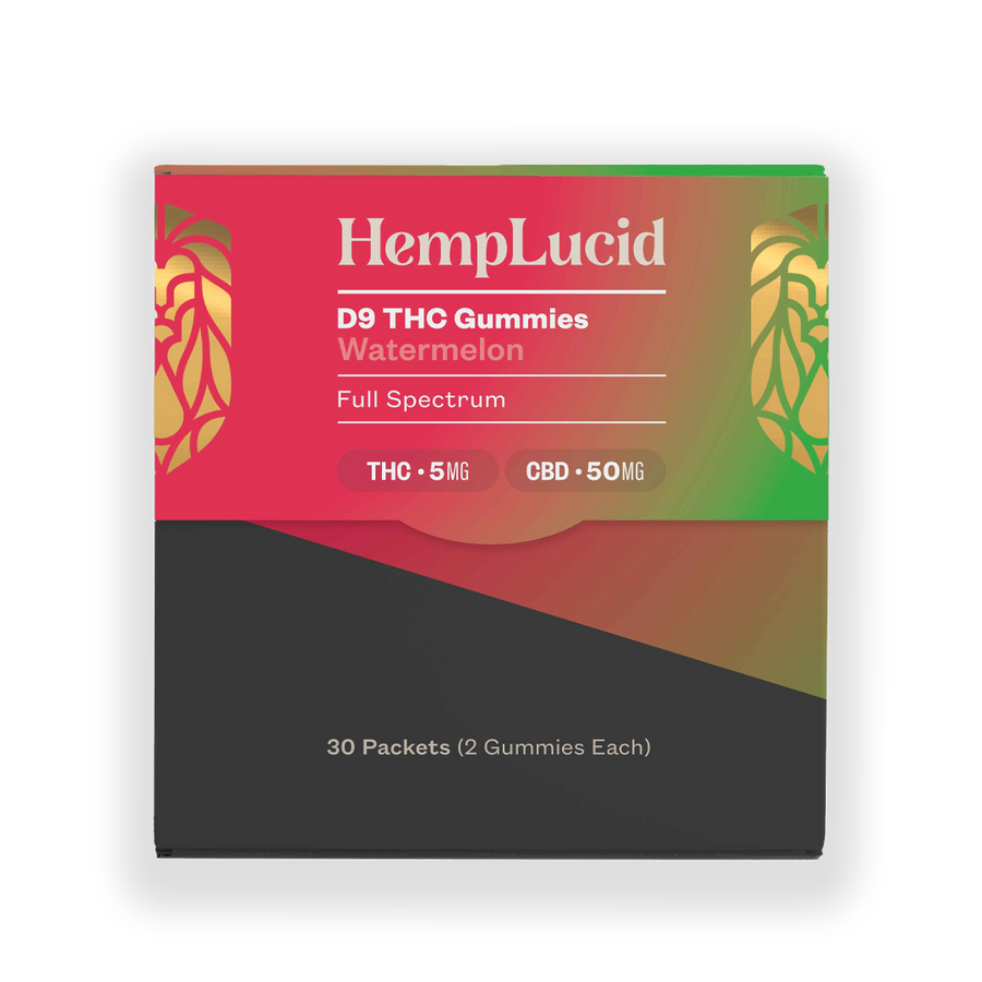 Display Box | Delta 9 THC 5mg + CBD 50mg Gummies 2 count - Watermelon (Box of 30)
