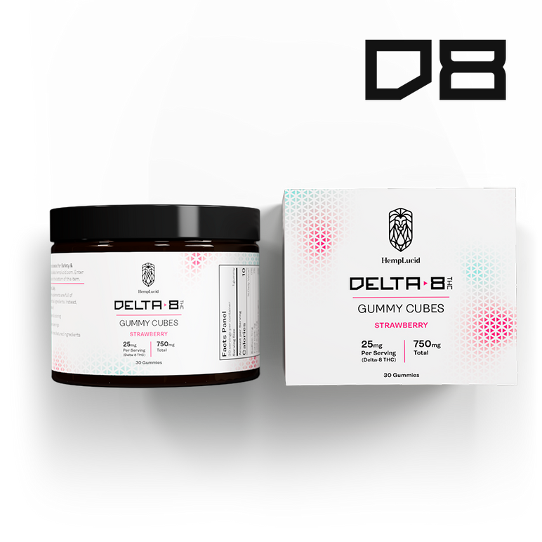 Delta 8 THC Gummy Cubes - Strawberry